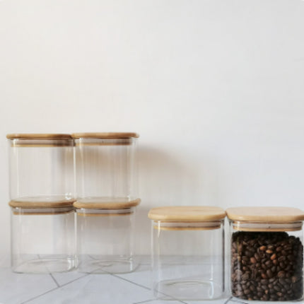 Square Glass Storage Jar With Lid And Square Mouth Condiment Container