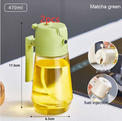 470ml 2-in-1 Glass Oil Sprayer – Olive Oil, Vinegar & Soy Sauce Bottle for Cooking & Air Fryer