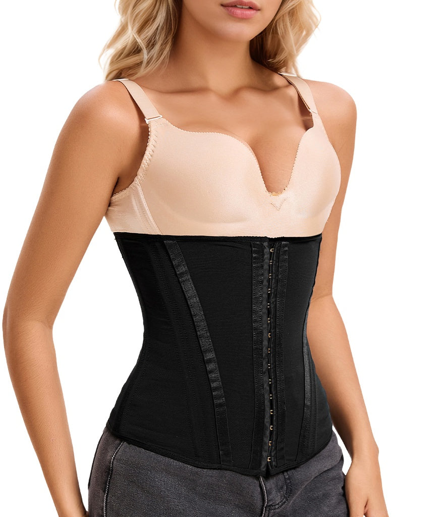 Steel Boned Corset Shapewear Tummy Waist Body Shaper With Extended Button