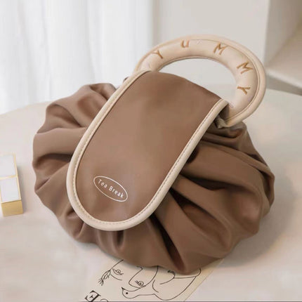 Portable Drawstring Cosmetic Bag With Handle Design Large Capacity Waterproof Make Up Handbags Storage Toiletry Bags