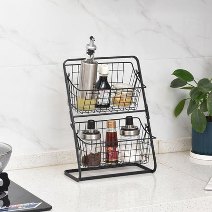 Stainless Steel Multilayer Kitchen Rack – Spice & Fruit Storage Organizer