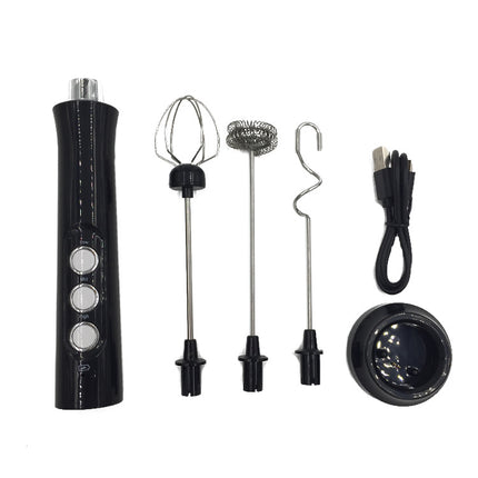 Rechargeable Electric Milk Frother & Stainless Steel Egg Beater with Base