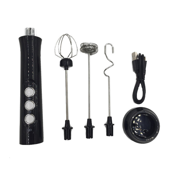 Rechargeable Electric Milk Frother & Stainless Steel Egg Beater with Base