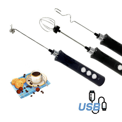 Rechargeable Electric Milk Frother & Stainless Steel Egg Beater with Base