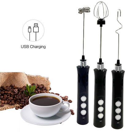 Rechargeable Electric Milk Frother & Stainless Steel Egg Beater with Base