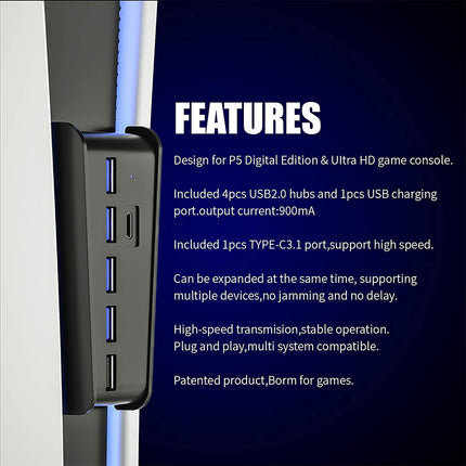 PS5 USB Hub Multi-Function Host Converter – High-Speed Transmission