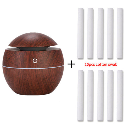 Mini USB Aroma Diffuser & Silent Humidifier – Wood Grain Essential Oil Mist Maker for Home, Bedroom, Hotel & Office