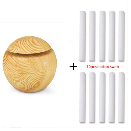 Mini USB Aroma Diffuser & Silent Humidifier – Wood Grain Essential Oil Mist Maker for Home, Bedroom, Hotel & Office