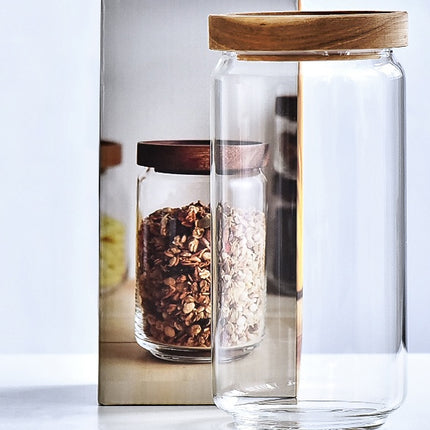 Acacia Glass Storage Can Kitchen Food Coarse