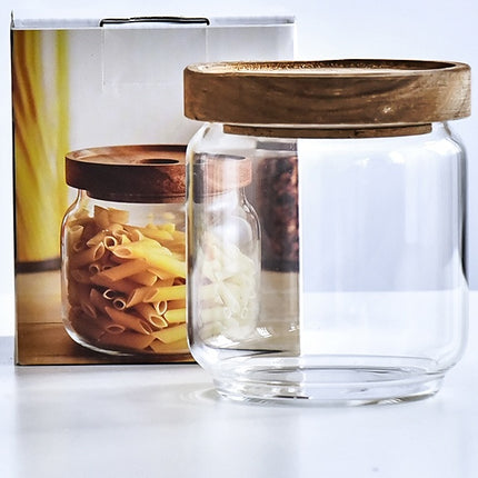 Acacia Glass Storage Can Kitchen Food Coarse