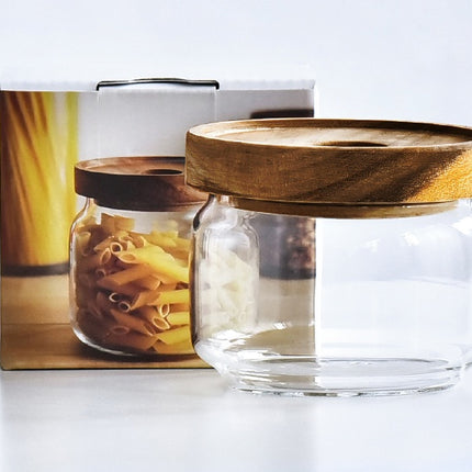 Acacia Glass Storage Can Kitchen Food Coarse