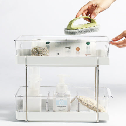 Double-Drawer Pull-Out Cosmetic Seasoning Bottle Storage Rack