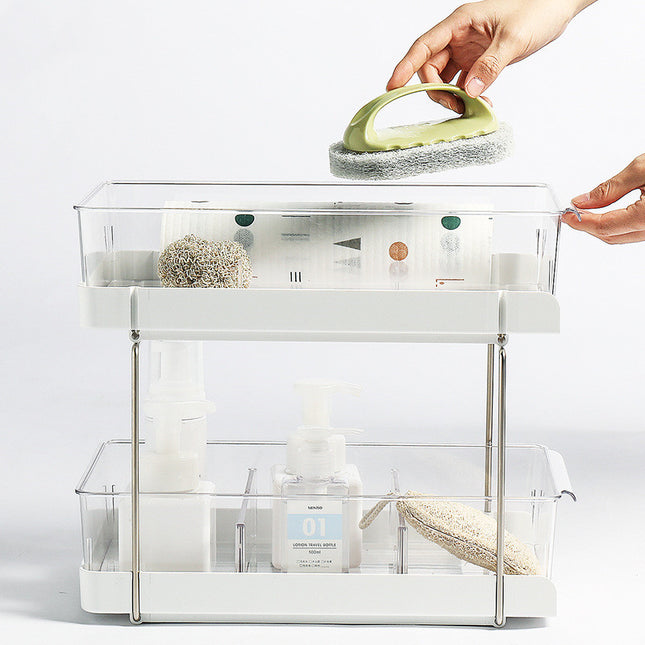 Double-Drawer Pull-Out Cosmetic Seasoning Bottle Storage Rack