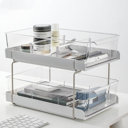 Double-Drawer Pull-Out Cosmetic Seasoning Bottle Storage Rack