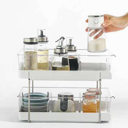 Double-Drawer Pull-Out Cosmetic Seasoning Bottle Storage Rack
