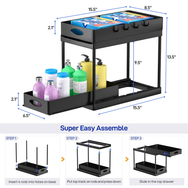 Dual Sliding Under Sink Organizer