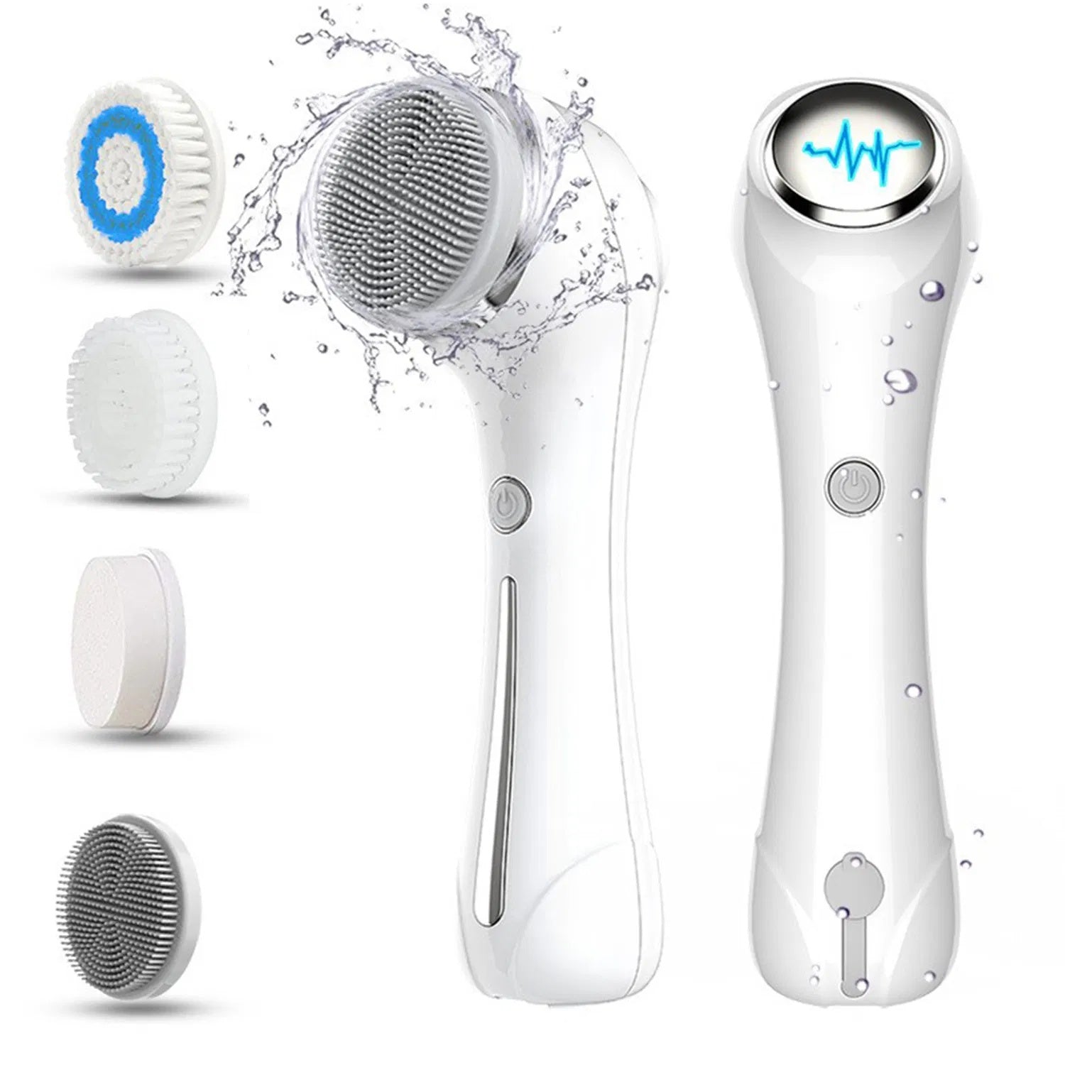 Waterproof 3 In 1 For Massaging, Deep Cleansing Rechargeable With 4 Brush Head Replacements