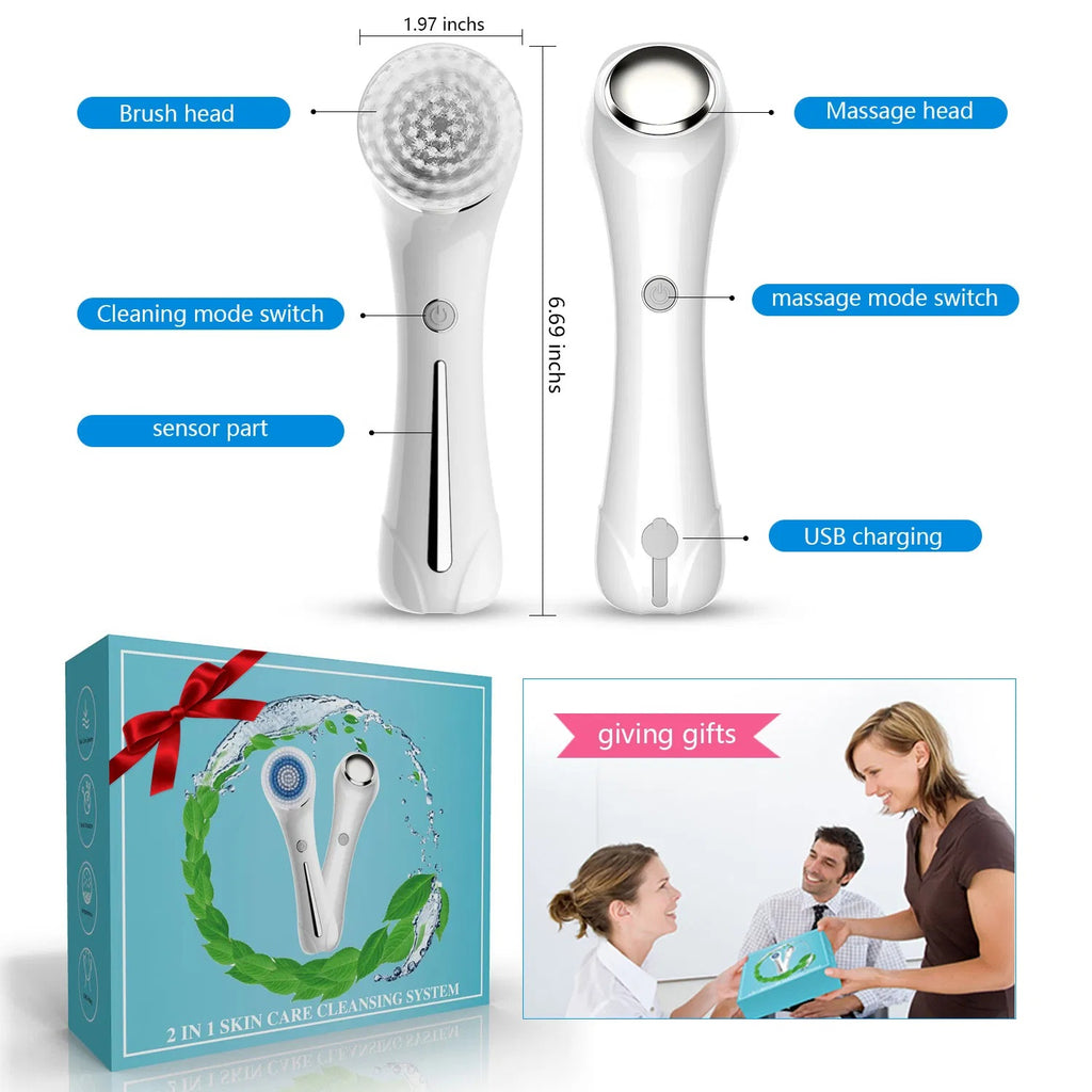 Waterproof 3 In 1 For Massaging, Deep Cleansing Rechargeable With 4 Brush Head Replacements