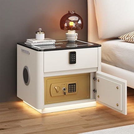 Multi-Functional Smart Bedroom Bedside Table with Integrated Wireless Charging & Safe