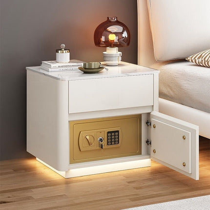 Multi-Functional Smart Bedroom Bedside Table with Integrated Wireless Charging & Safe