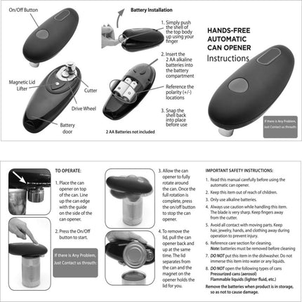 One-Touch Electric Can Opener – Portable Hands-Free Kitchen Tool