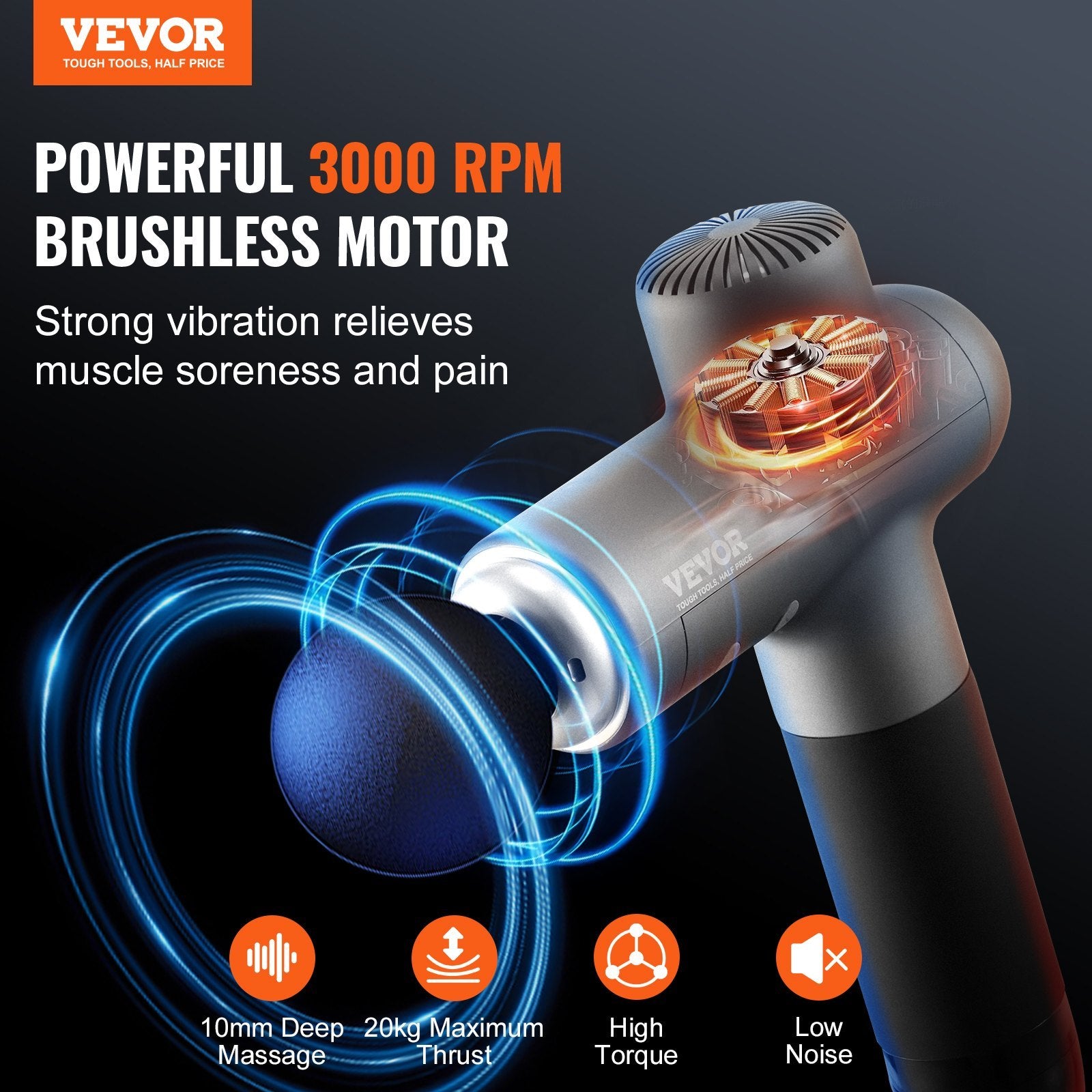 VEVOR Massage Gun Deep Tissue, Muscle Percussion Massage Gun For Athletes