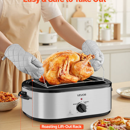 22QT Electric Roaster Oven with Self-Basting Lid