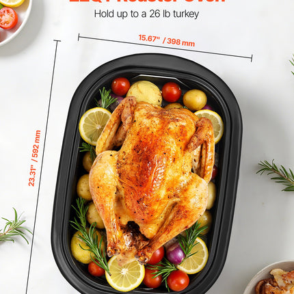 22QT Electric Roaster Oven with Self-Basting Lid