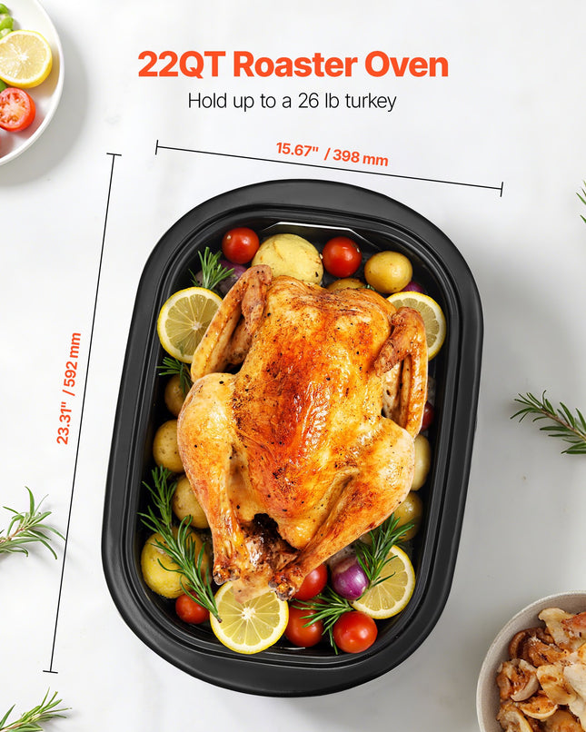 22QT Electric Roaster Oven with Self-Basting Lid