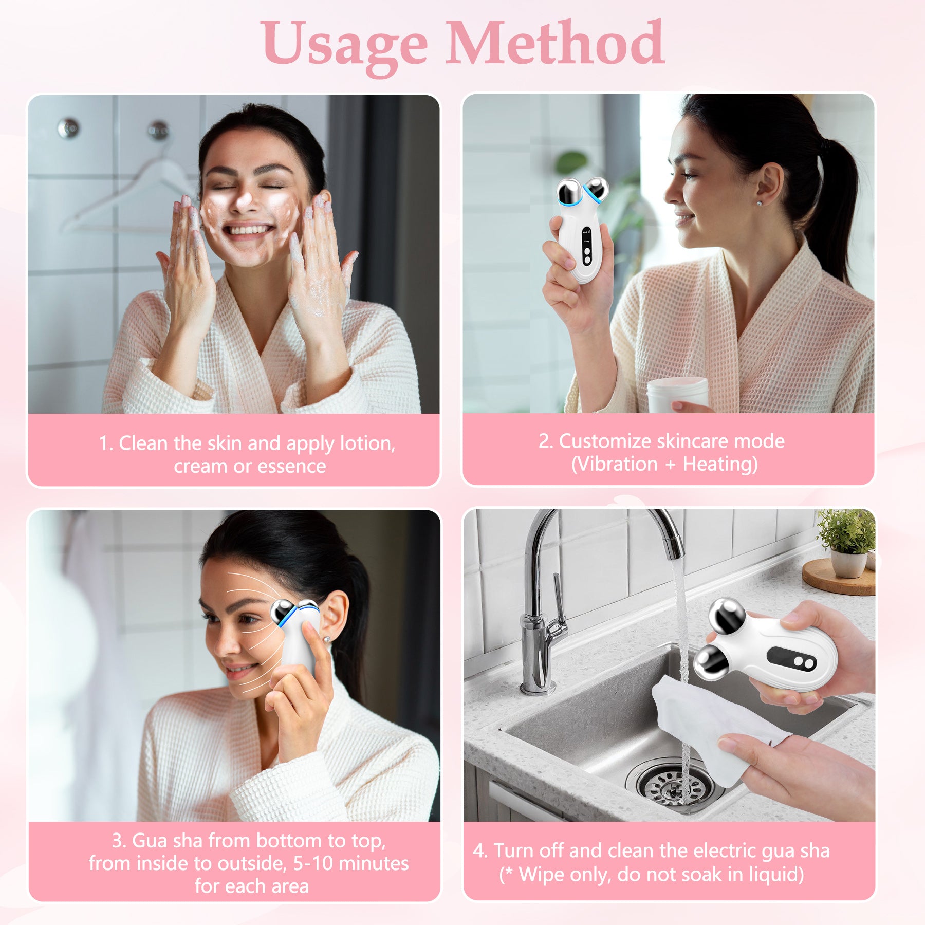 Anti Aging And Wrinkles Microcurrent Facial Device, Boost Skin Care Products Absorption - White