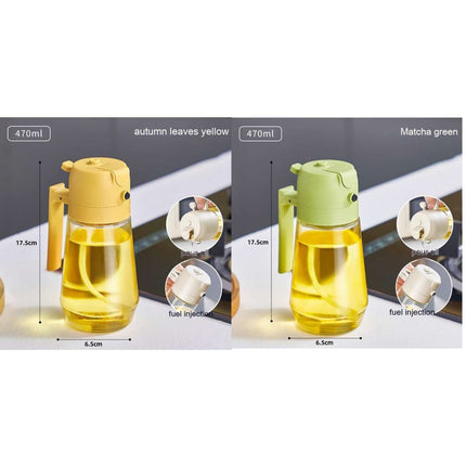 470ml 2-in-1 Glass Oil Sprayer – Olive Oil, Vinegar & Soy Sauce Bottle for Cooking & Air Fryer