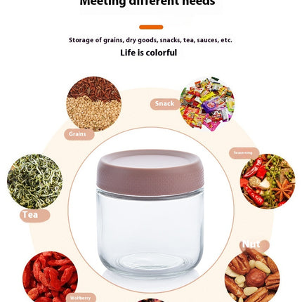 Glass Sealed Storage Jar with Lid for Cereals, Snacks & Coffee Beans