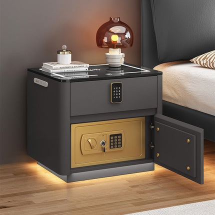 Multi-Functional Smart Bedroom Bedside Table with Integrated Wireless Charging & Safe