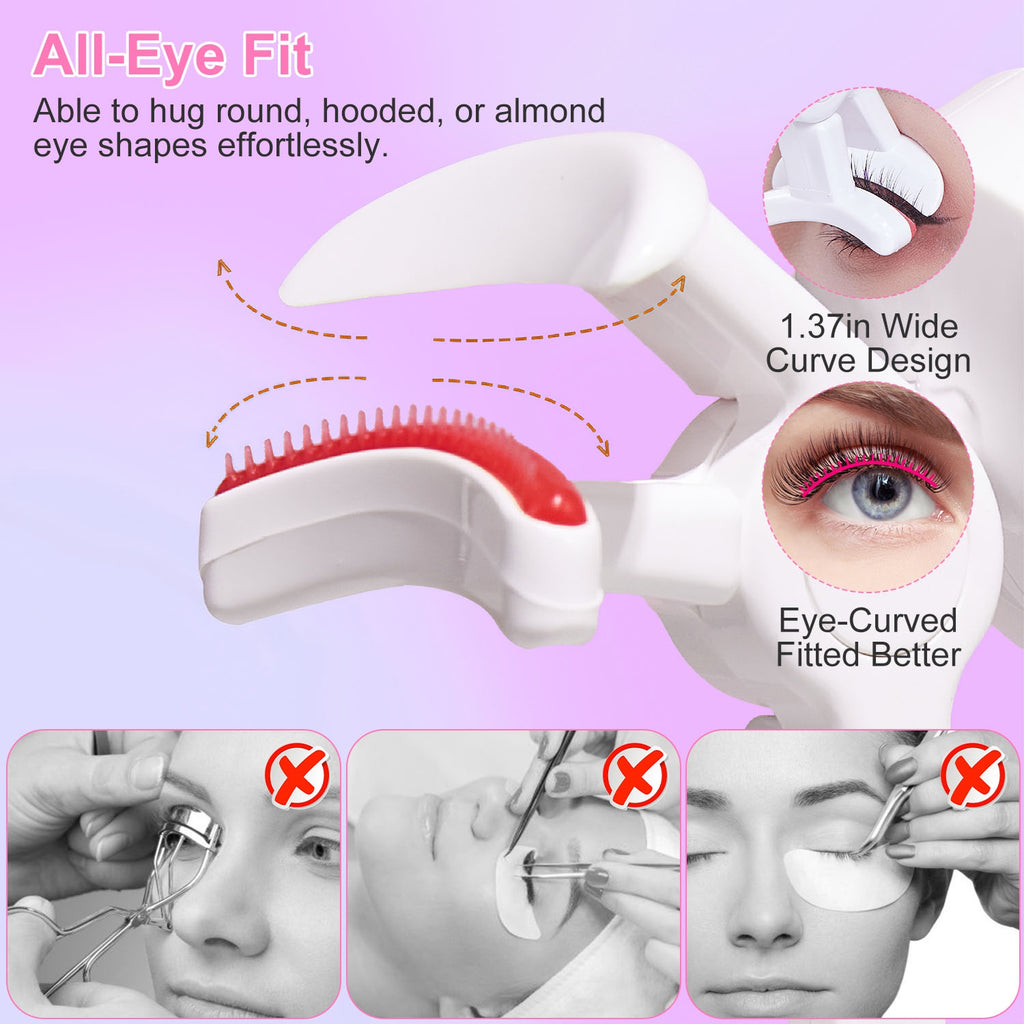 2Pcs Heated Eyelash Curler Electric USB Rechargeable Eyelash Curler Anti Burn Compact With Comb Heat Up Fast Within 8S For All Eye Shapes For Women Make Up Gift Travel Valentine Mother Day