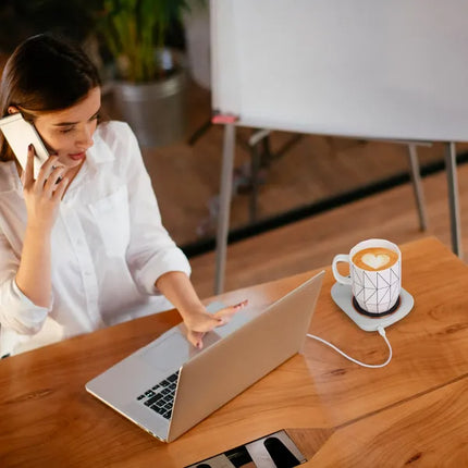 USB Coffee Mug Warmer for Desk – Auto Shut Off, 3 Temp Settings for Tea & Milk