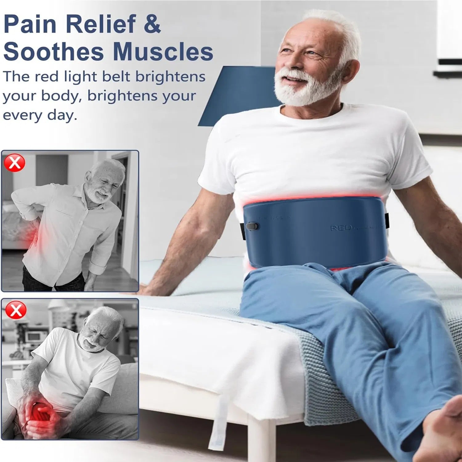 Red Light Therapy Belt For Body, Cordless Near Infrared Light Therapy Pain Relief & Inflammation