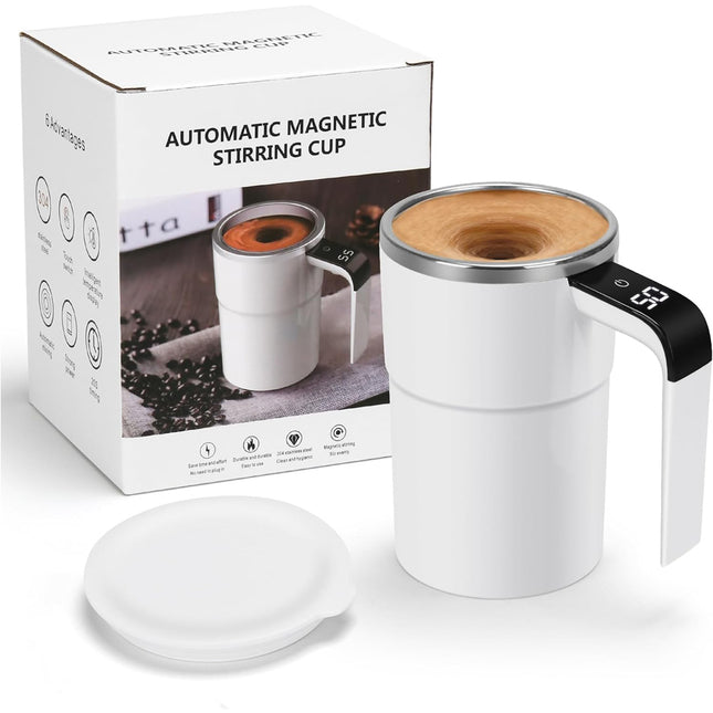 12oz Rechargeable Self-Stirring Mug with LED Temperature Display