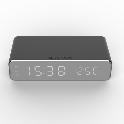 LED Digital Alarm Clock with Wireless Charger, Thermometer & HD Mirror Display