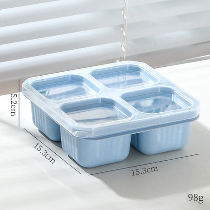 4-Compartment Reusable Bento Snack Box with Clear Lid for Work & Travel
