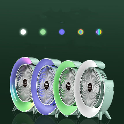 New Bright USB Charging Night Light Mini Desktop Fan – Silent Portable Electric Cooling Fan