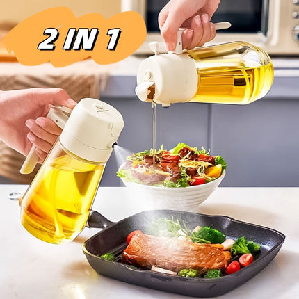 470ml 2-in-1 Glass Oil Sprayer – Olive Oil, Vinegar & Soy Sauce Bottle for Cooking & Air Fryer
