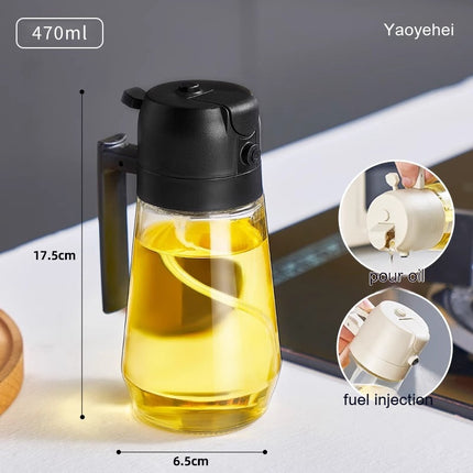 470ml 2-in-1 Glass Oil Sprayer – Olive Oil, Vinegar & Soy Sauce Bottle for Cooking & Air Fryer