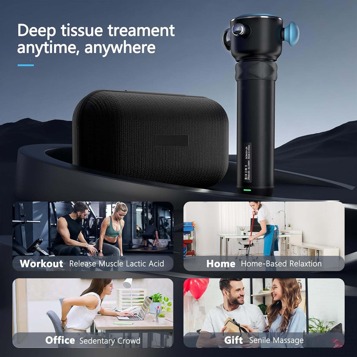Portable Percussion Silent Motor & Adjustable Speeds For Professional Muscle Relaxation Massage Gun
