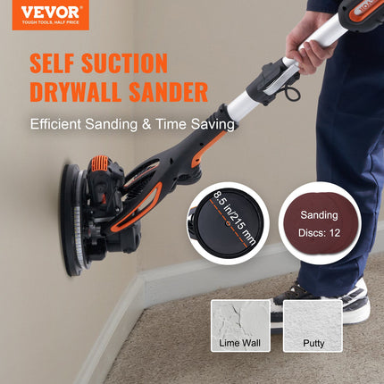Drywall Sander — 900W Drywall Sander, Variable Speed (800–1800 RPM) with Self-Suction & Brush Motor