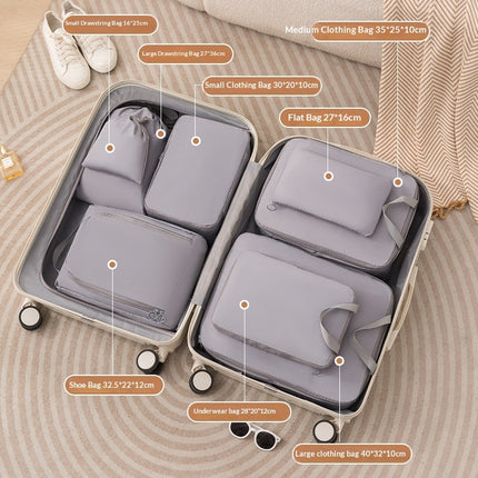 Compressible Travel Storage Bags Set - 6-Piece Luggage Organizers For Compartmentalized Packing Cubes