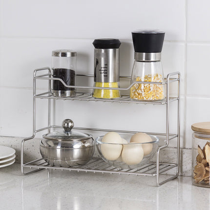 Double-Layer Storage Rack – Kitchen & Bathroom Seasoning Organizer