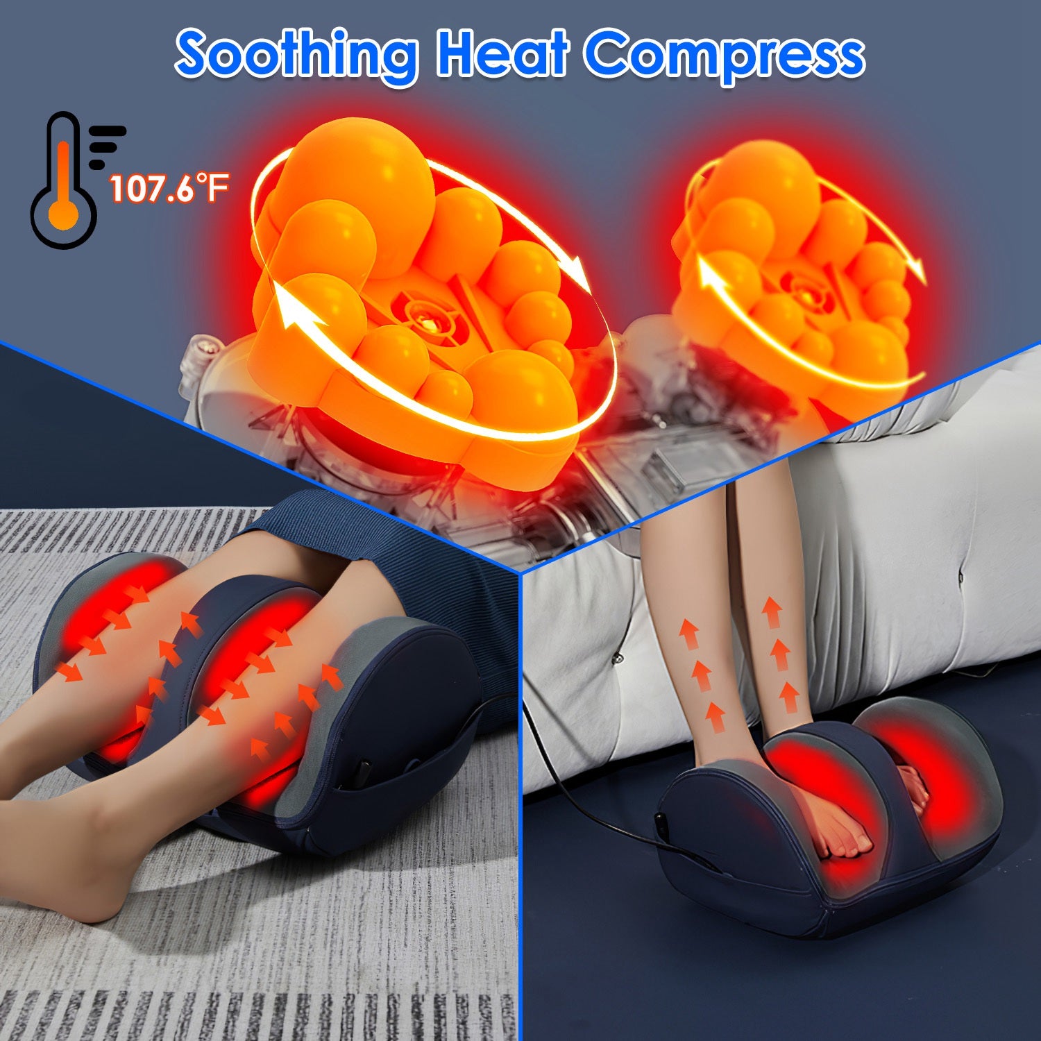 1Pc Shiatsu Foot Massager With Heat Foot Calf Thigh Arm Massager Machine With 3 Modes 3 Intensity Levels Gifts For Mom Dad Lover
