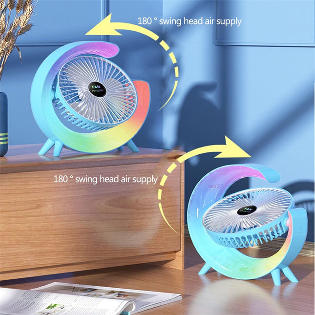 New Bright USB Charging Night Light Mini Desktop Fan – Silent Portable Electric Cooling Fan