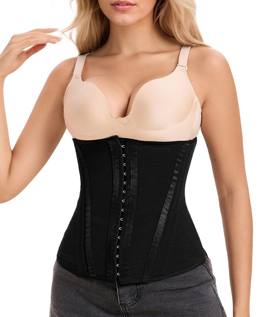 Steel Boned Corset Shapewear Tummy Waist Body Shaper With Extended Button