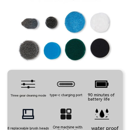 Rotating Night Light Multifunctional Waterproof Wireless Cleaning Brush